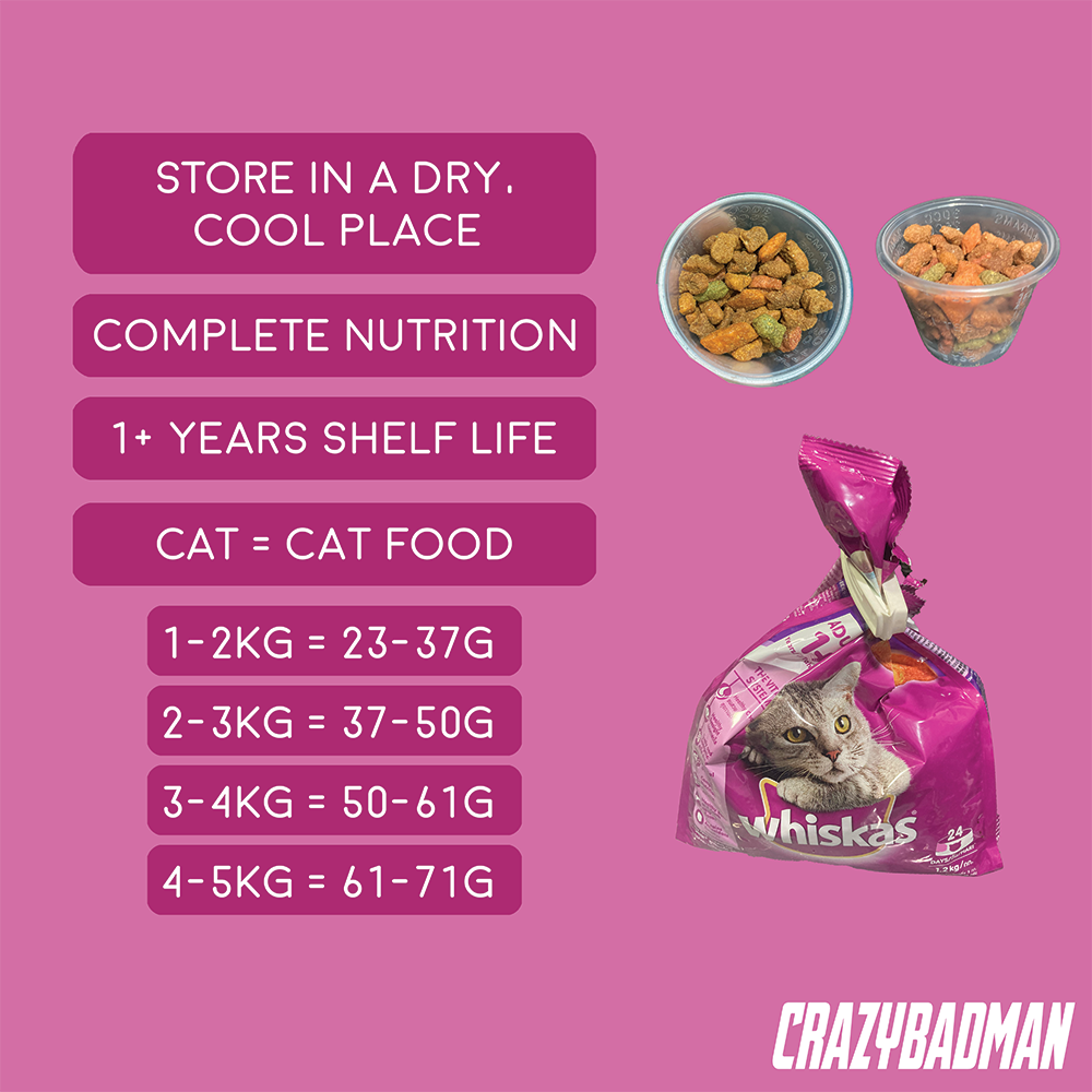 Whiskas Cat Dry Food Adult 1 years old CRAZYBADMAN